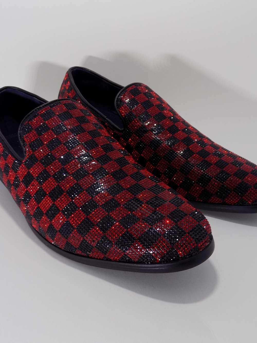 Men's Red & Black Checkered Slip-On Loafers